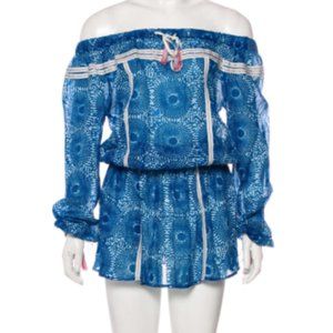 Lemlem Off-Shoulder Longsleeve Coverup with Fringe